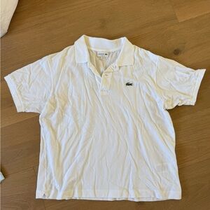 Lacoste White Polo Shirt with Green Logo